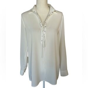 ANTONIO MELANI White Lace-Up Blouse